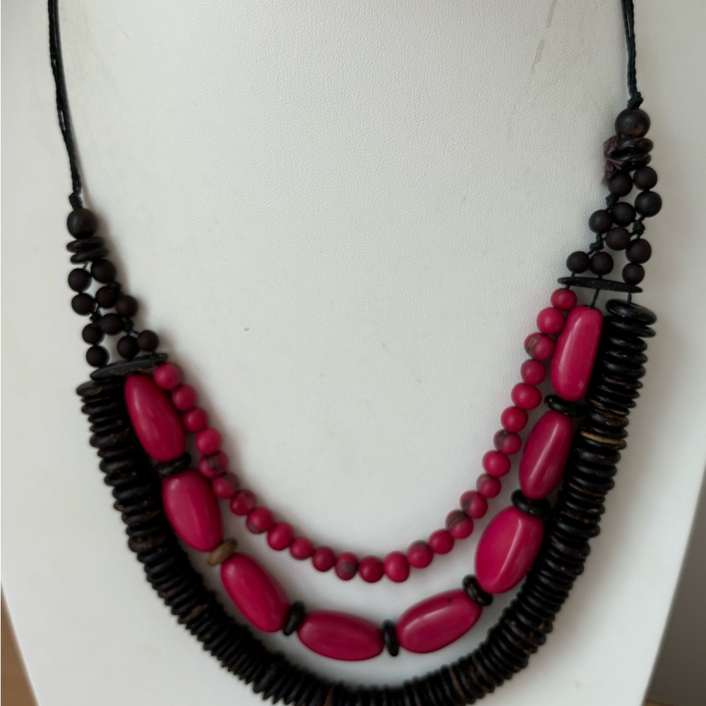 Bright Pink Adjustable Necklace/ Pull String To I… - image 7
